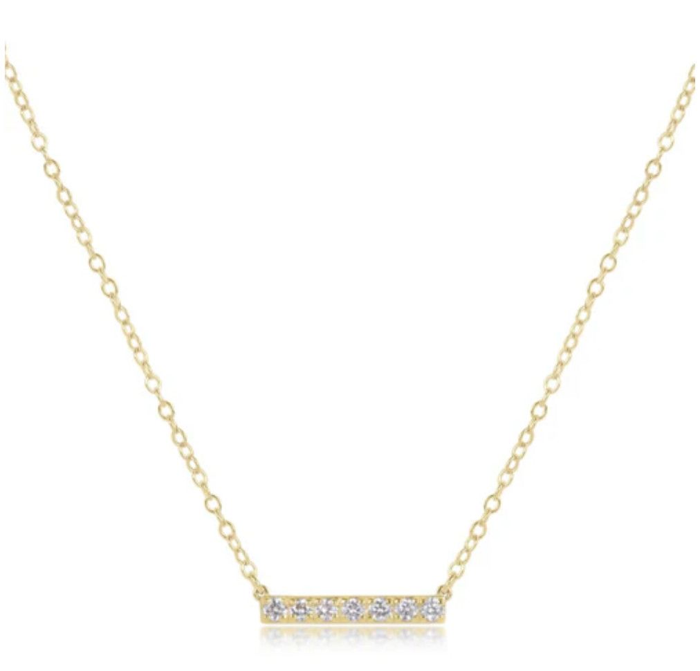 Seven Stone 14kt Gold + Diamond Significance Bar Necklace