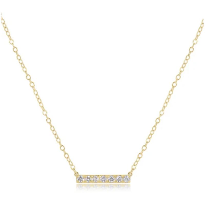 Seven Stone 14kt Gold + Diamond Significance Bar Necklace