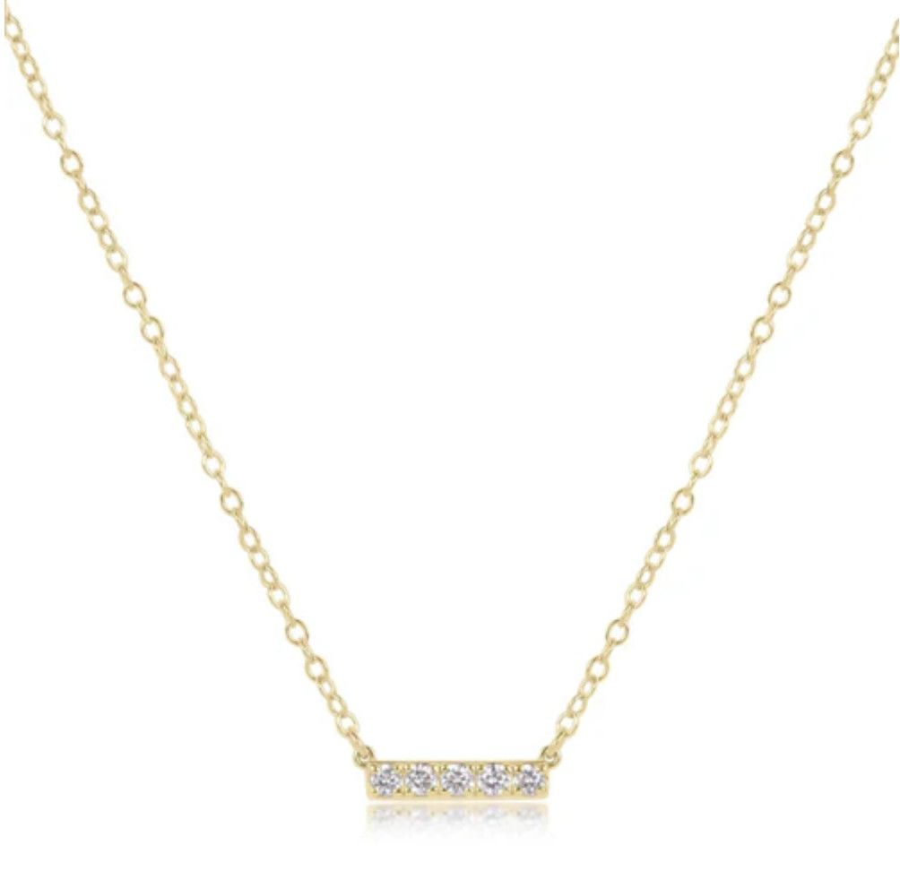 Five Stone 14kt Gold + Diamond Significance Bar Necklace