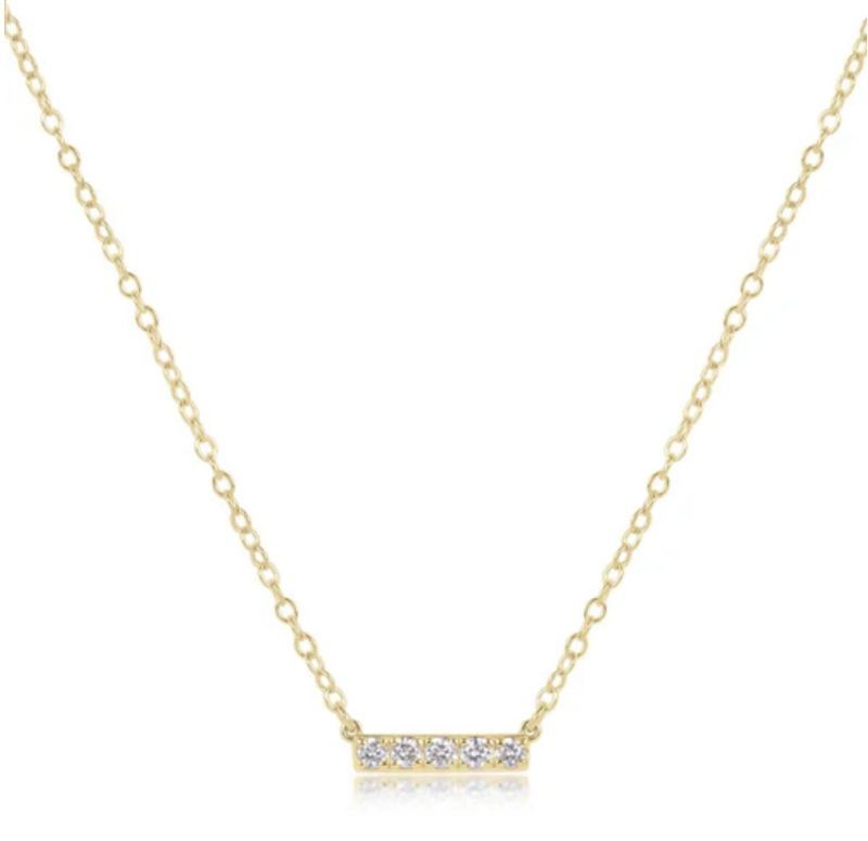 Five Stone 14kt Gold + Diamond Significance Bar Necklace