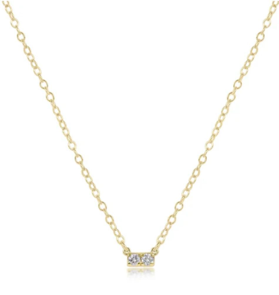 Two Stone 14kt Gold + Diamond Significance Bar Necklace