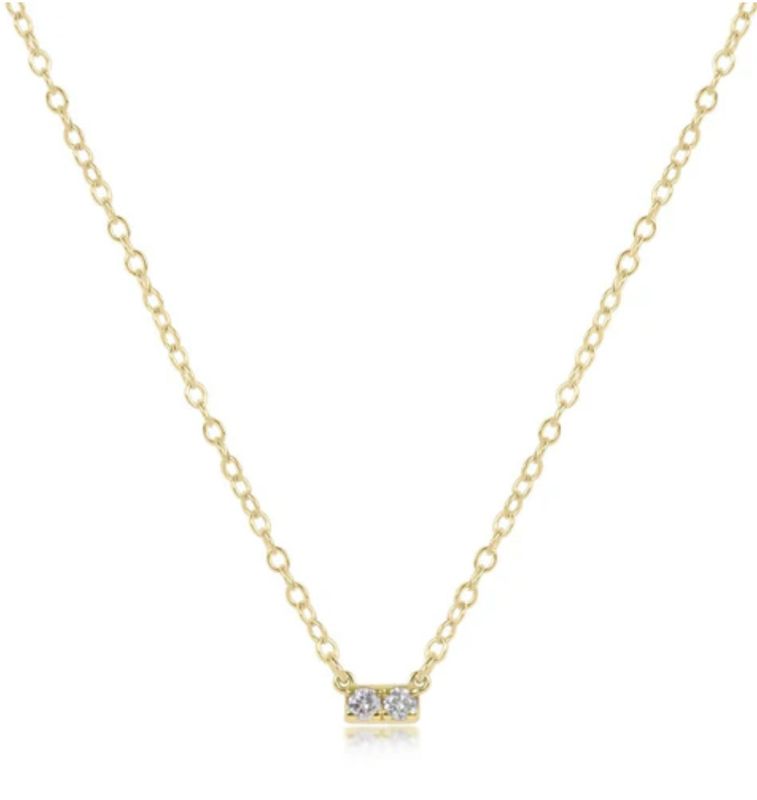 Two Stone 14kt Gold + Diamond Significance Bar Necklace