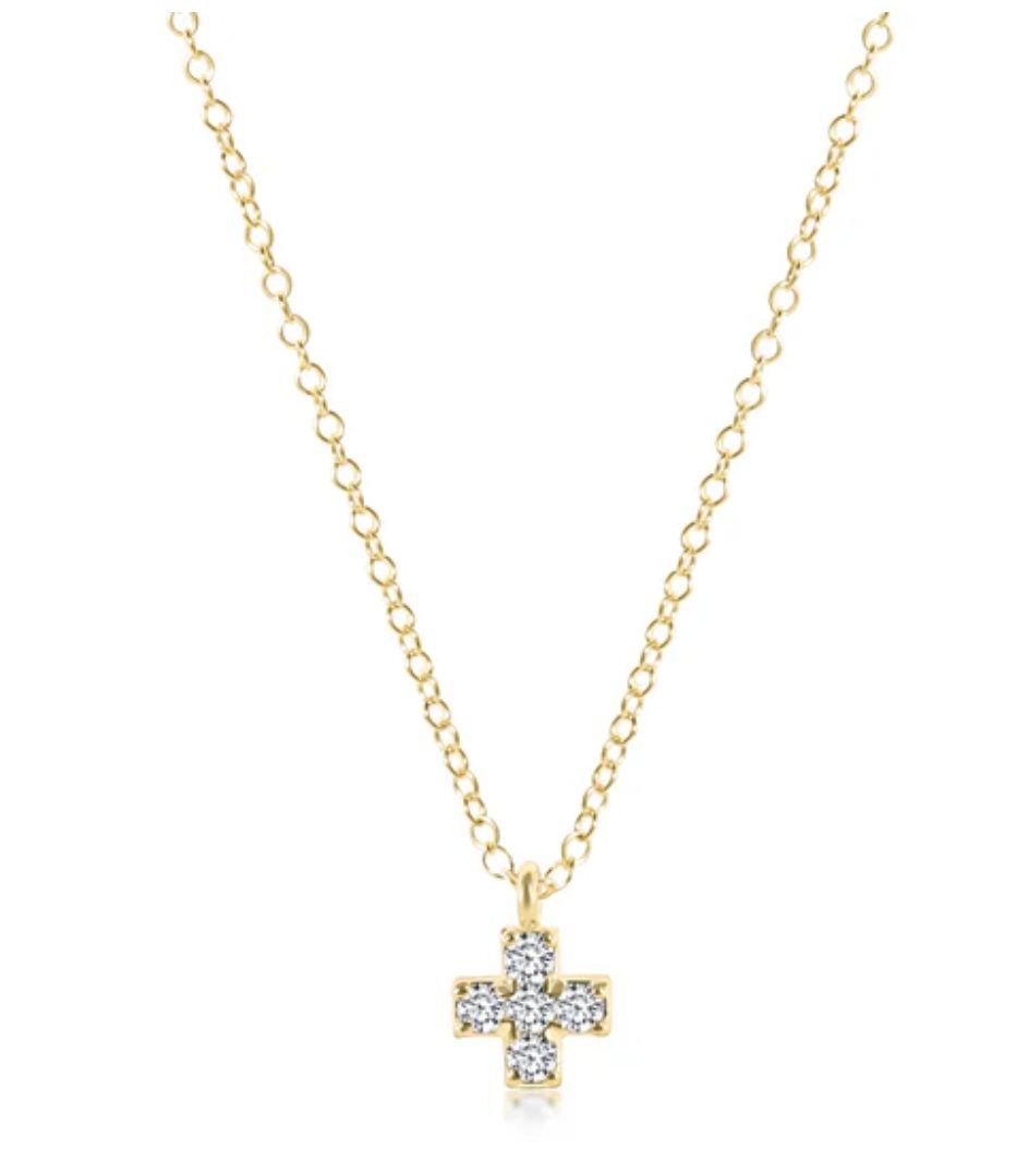 14kt gold and diamond signature cross necklace