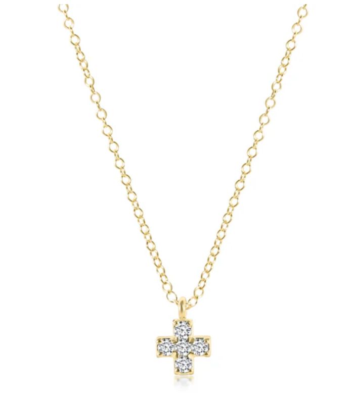 14kt Gold and Diamond Signature Cross Necklace