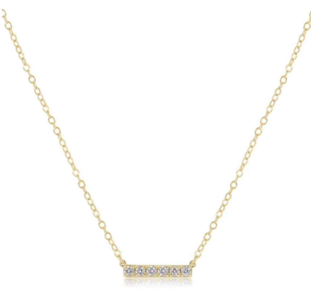 Six Stone 14kt Gold + Diamond Significance Bar Necklace