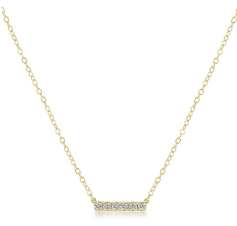 Six Stone 14kt Gold + Diamond Significance Bar Necklace