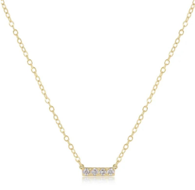Four Stone 14kt Gold + Diamond Significance Bar Necklace