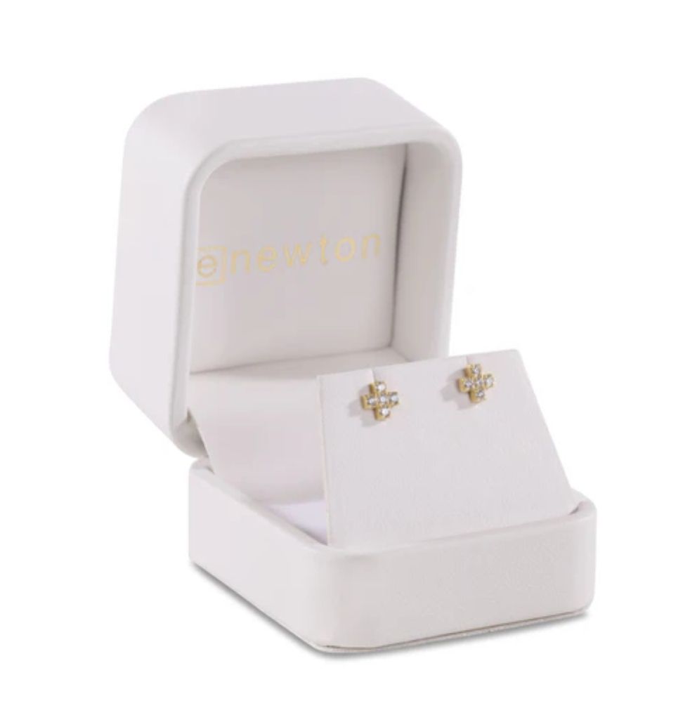 14kt Gold + Diamond Signature Cross Studs