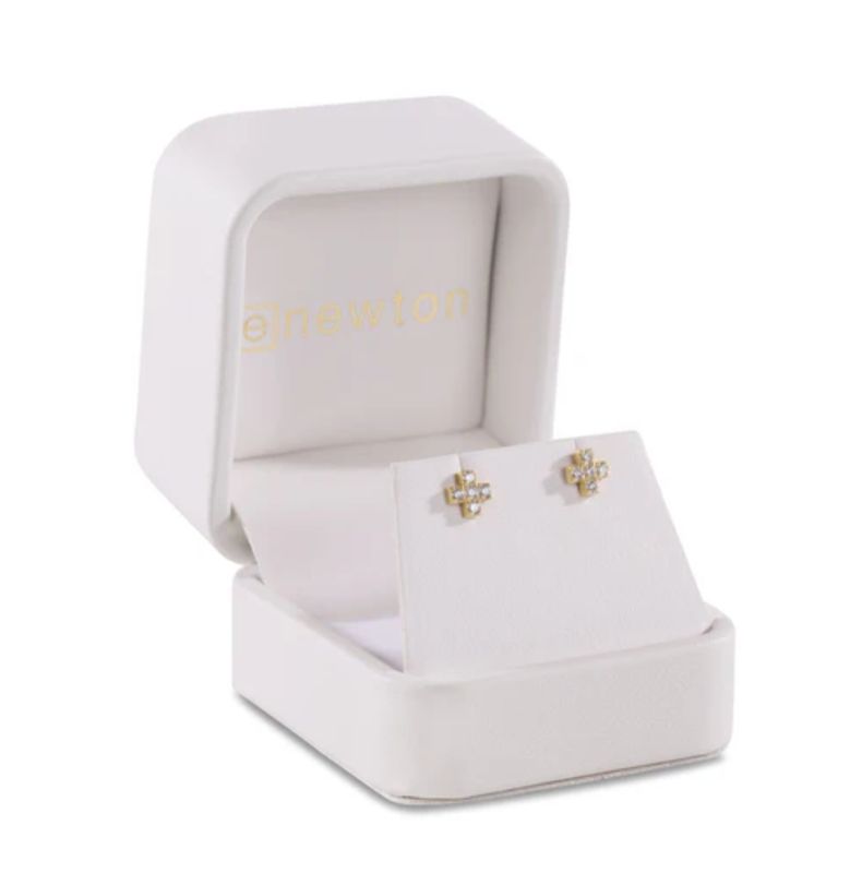 14kt Gold + Diamond Signature Cross Studs
