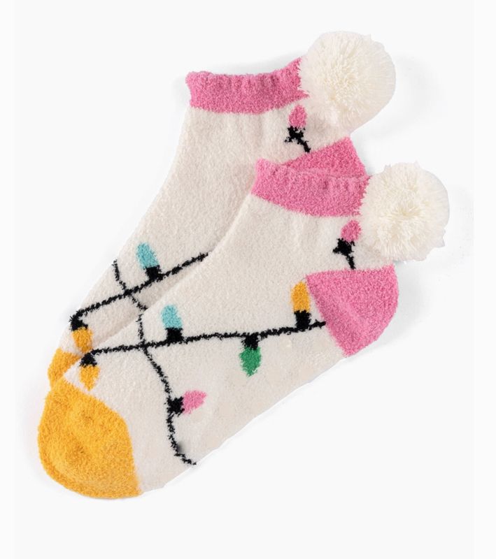 Anya Christmas Lights Socks Ivory