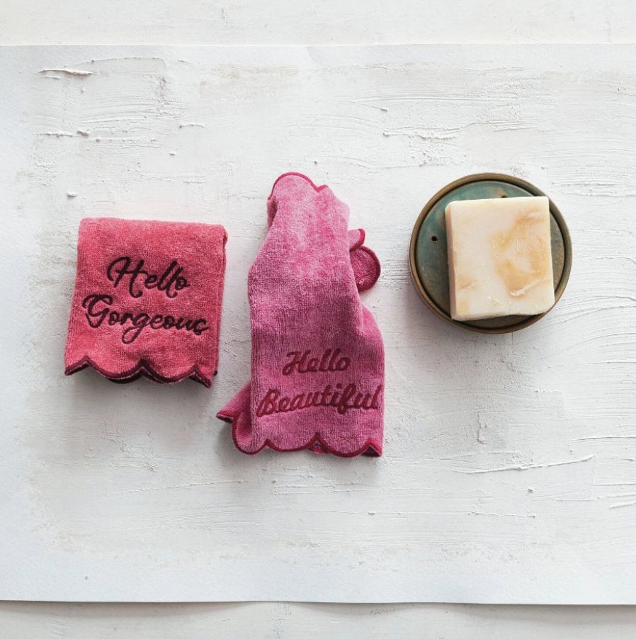 Hello Beautiful/ Hello Gorgeous Washcloth Set