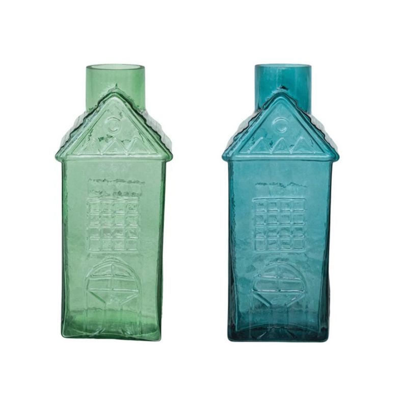 Glass House Shaped Vase
