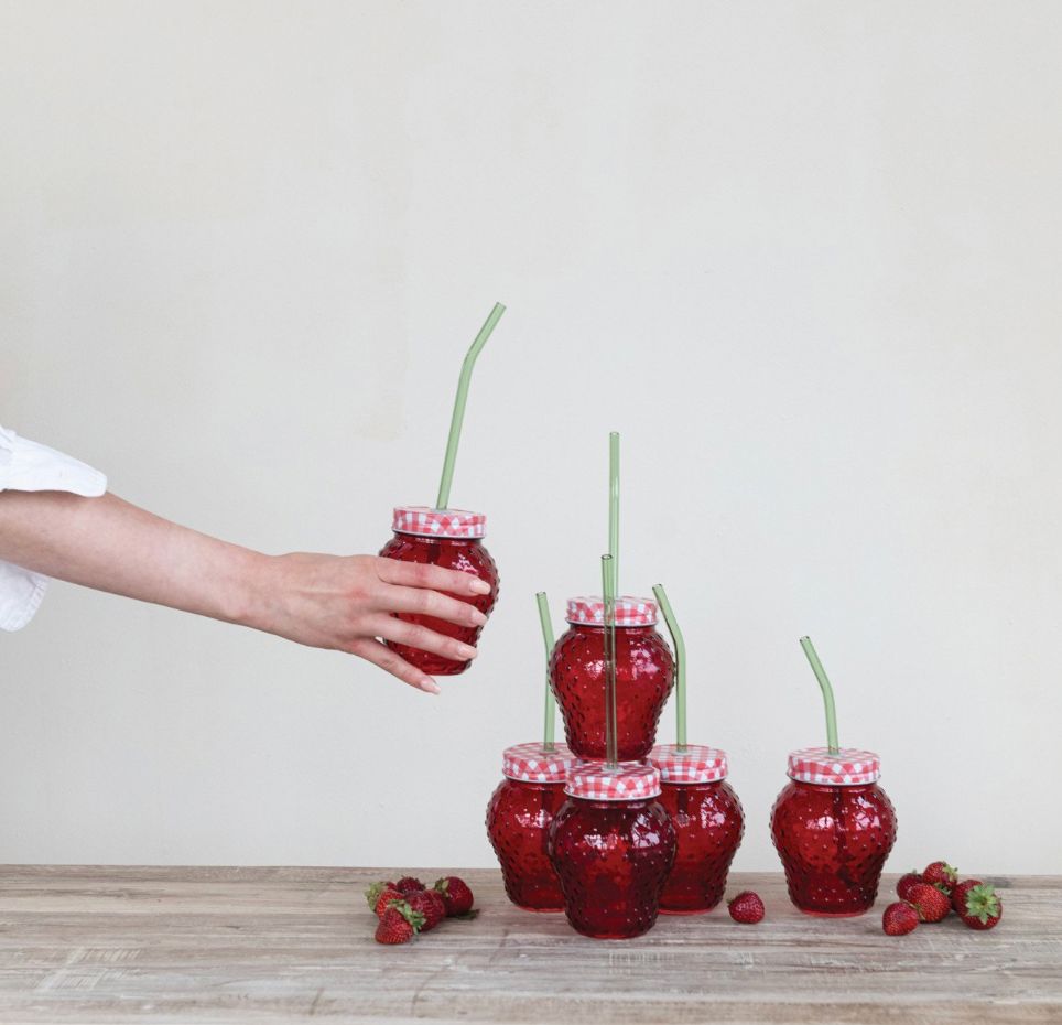 Strawberry Shaped Drinking Glass