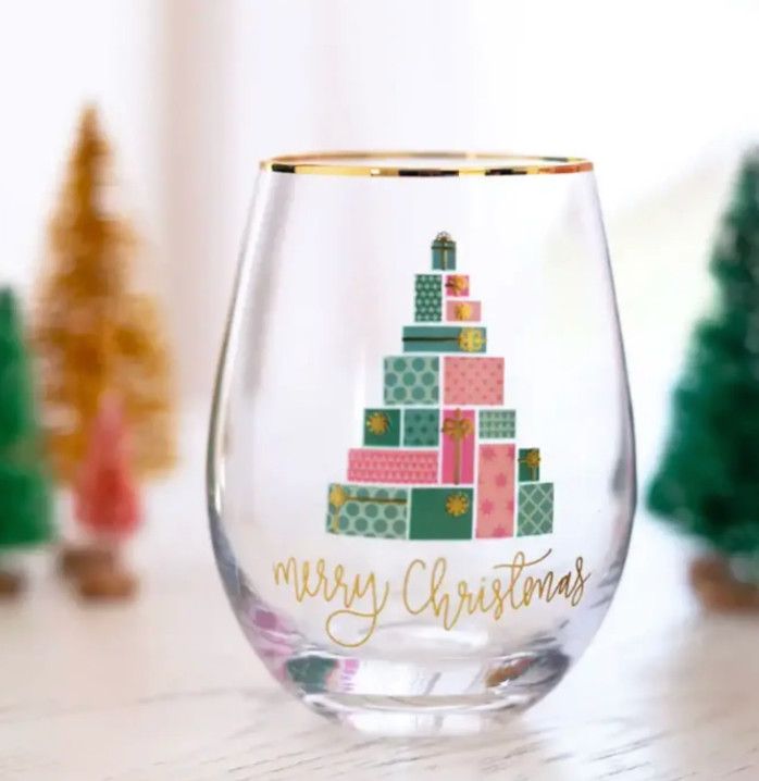 Stemless Wine Glass Present Tree