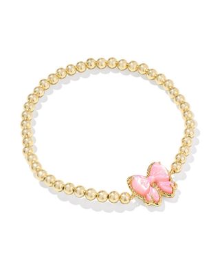 The Haley Bow Stretch Bracelet in Gold Blush Mother of Pearl