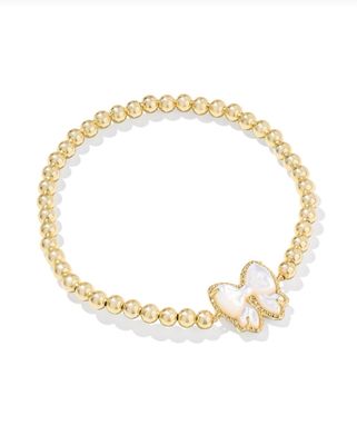 The Haley Bow Stretch Bracelet in Ivory Mother of Pearl