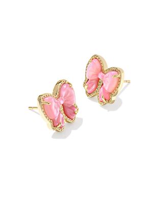 The Haley Bow Stud Earrings in Gold Blush Mother of Pearl
