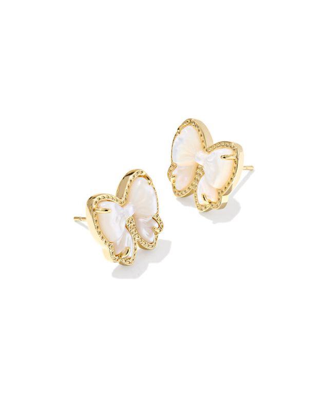 The Haley Bow Stud Earrings in Ivory Mother of Pearl