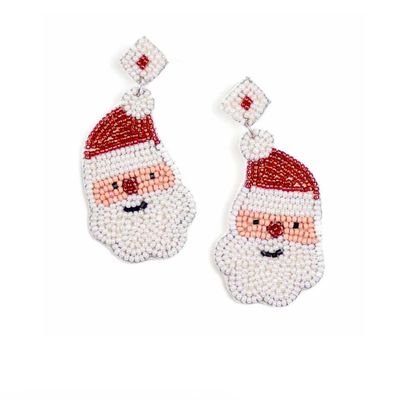 Santa Beaded Earrings Red/White