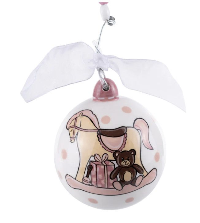 Baby&#39;s First Pink Rocking Horse Ornament