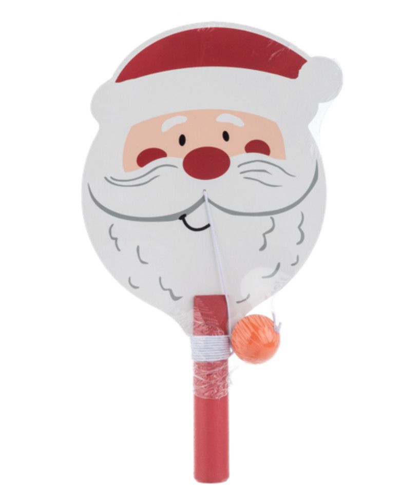 Wooden Holiday Paddle Ball, Color: Santa