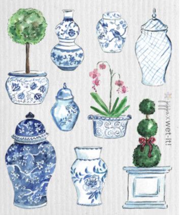 Chinoiserie Mix Swedish Dishcloth
