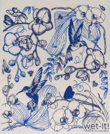 Orchid Blue Garden Swedish Dishcloth