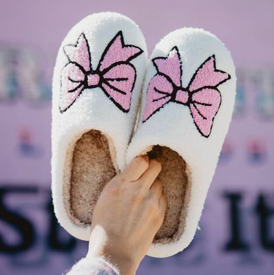 Light Pink Bow Slippers