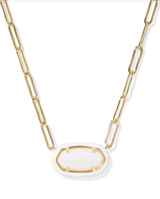 The Elisa Enamel Frame Gold Paperclip Necklace