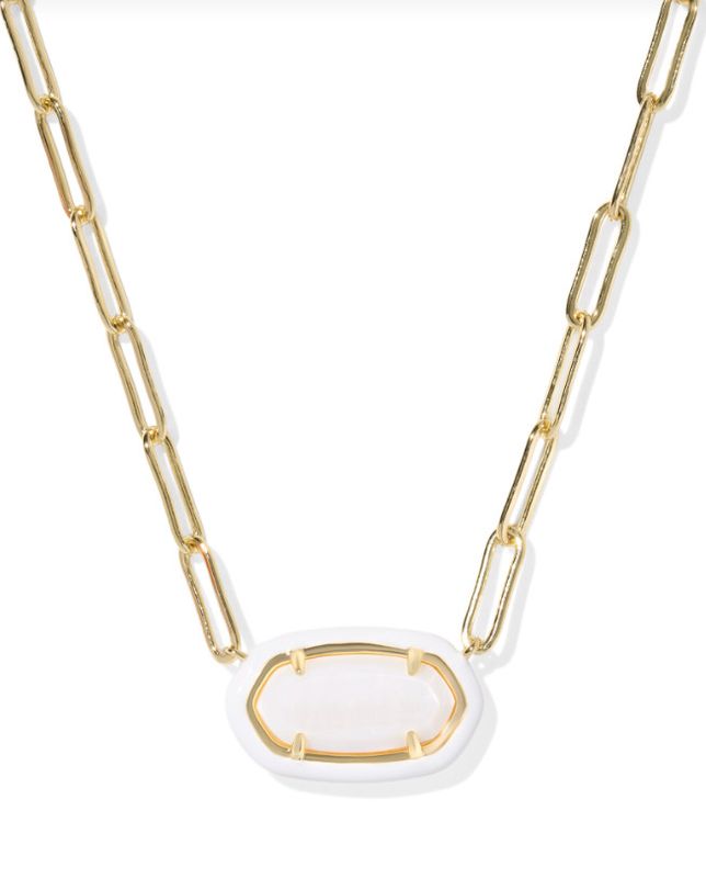 The Elisa Enamel Frame Gold Paperclip Necklace