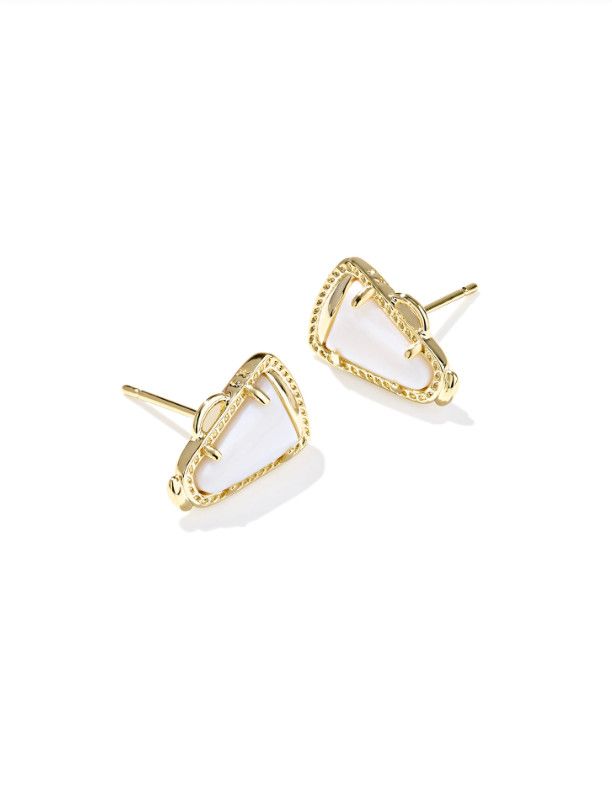 The Cheer Stud Earring in White Mother of Pearl