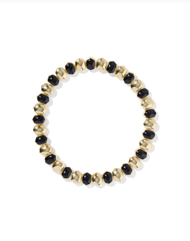 The Daphne Enamel Gold Stretch Bracelet, Color: Black