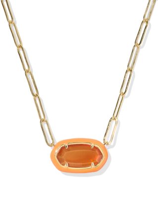 The Elisa Enamel Frame Gold Paperclip Necklace