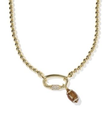 The Football Metal Strand Necklace in White Crystal