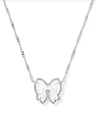 The Haley Bow Short Pendant in Ivory Mother of Pearl