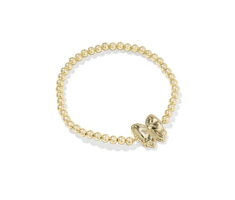 The Haley Bow Stretch Bracelet in Gold Blush Mother of Pearl