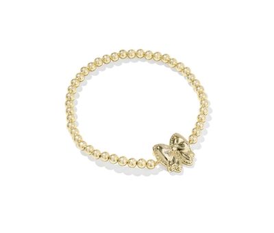 The Haley Bow Stretch Bracelet in Gold Blush Mother of Pearl
