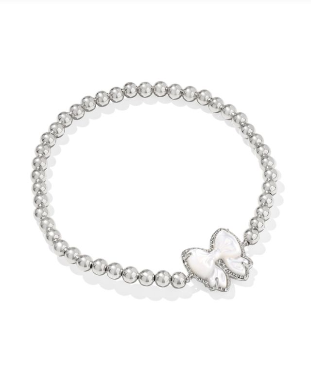 The Haley Bow Stretch Bracelet in Ivory Mother of Pearl