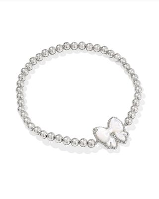 The Haley Bow Stretch Bracelet in Ivory Mother of Pearl