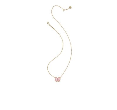 The Haley Bow Short Pendant in Gold Blush Mother of Pearl