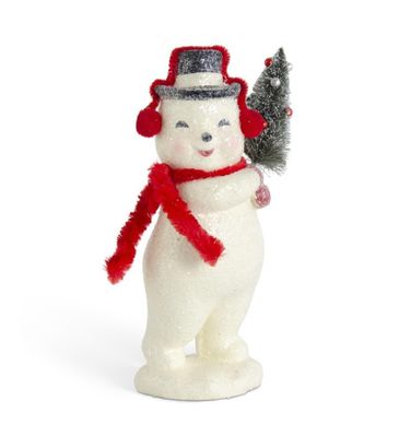 Glittered Snowman with Red Earmuffs