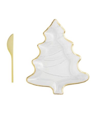 Tree Gold Christmas Cheese Plate Set