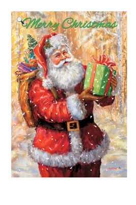 Santa on Gold Garden Flag