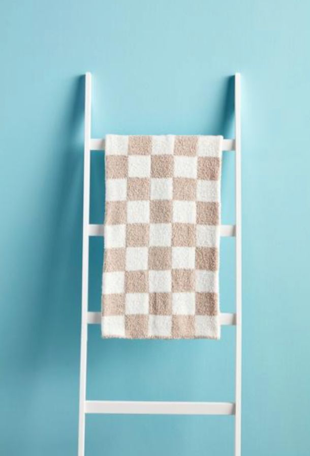 Taupe Check Chenille Blanket