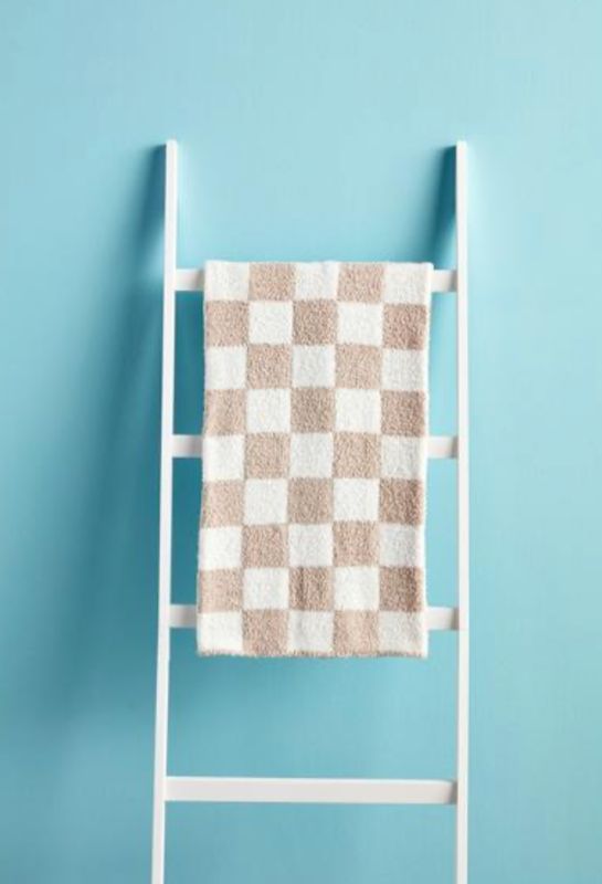 Taupe Check Chenille Blanket
