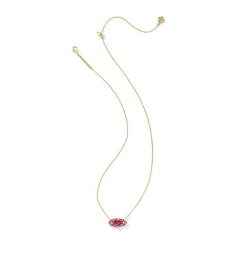 The Lindy Rae Elisa Pendant Necklace in Gold Pink Crystal