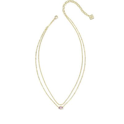 The Emilie Multistrand Necklace Gold Amethyst