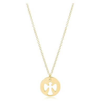 16&quot; Guardian Angel Small Gold Disc Gold Necklace