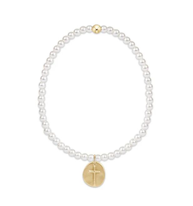 Classic Pearl 3mm Bead Bracelet Inspire Small Gold Charm