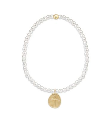 Classic Pearl 3mm Bead Bracelet Inspire Small Gold Charm